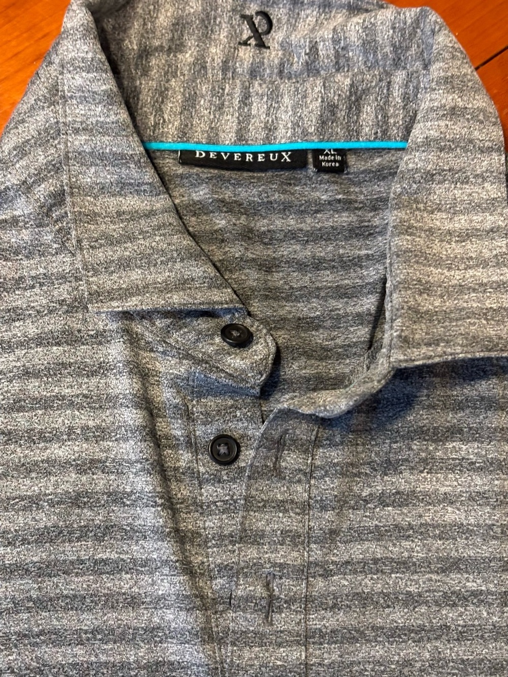 Men’s DEVEREUX Gray Striped Polo XL